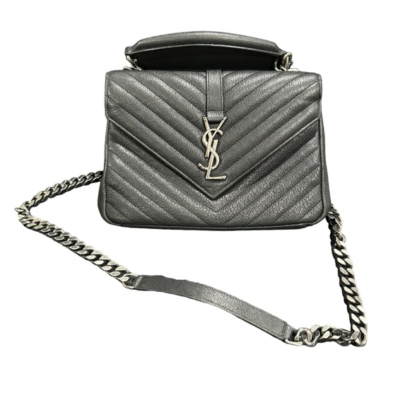 Authentic Saint Laurent Medium College Matelasse Leather Shoulder Bag - Picture 1 of 14